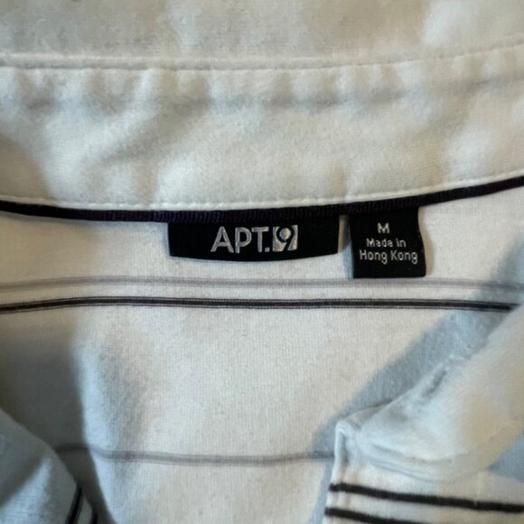 APT. 9 Men's Striped Polo Shirt M White & Black 100% Cotton - Picture 6 of 6